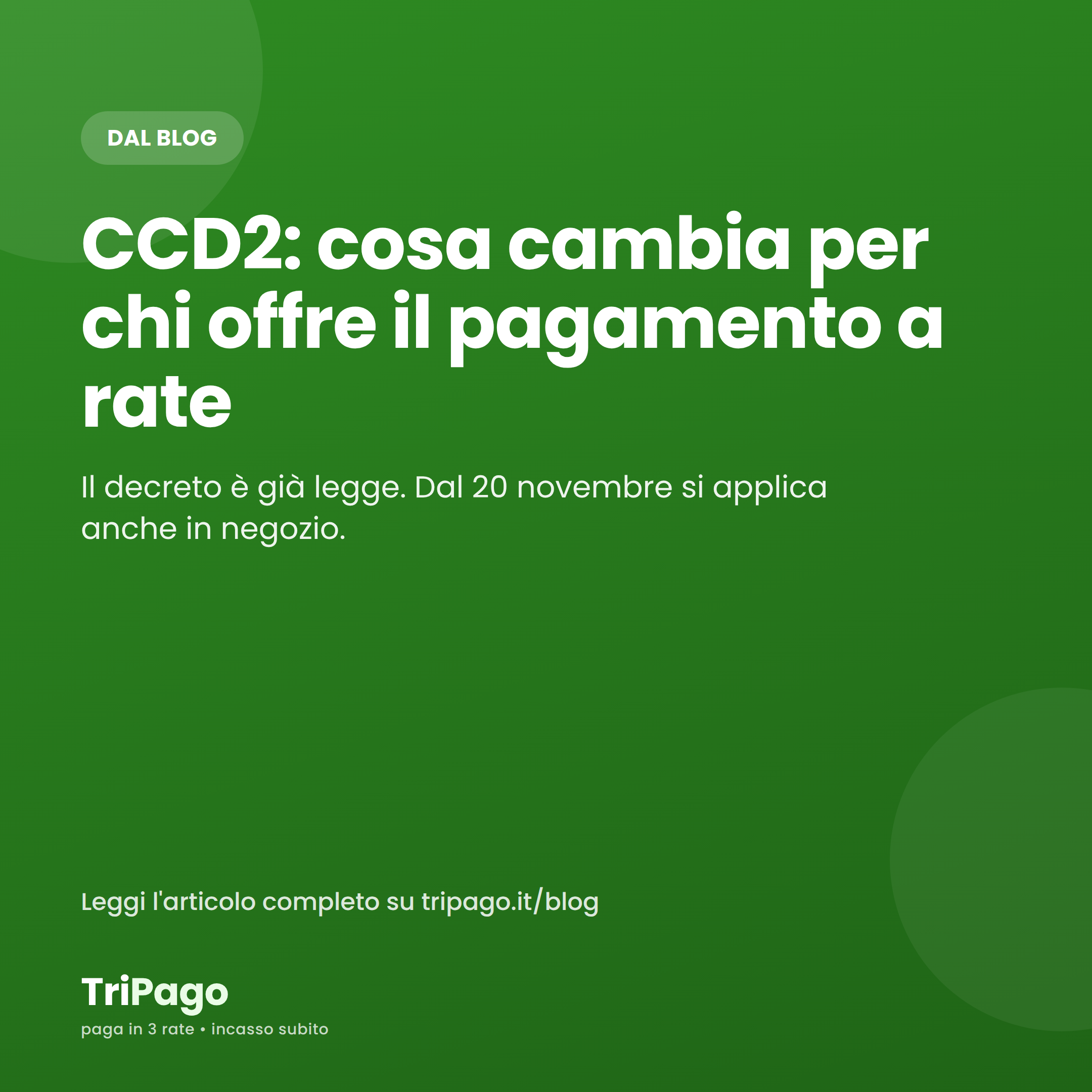 CCD2: cosa cambia per chi offre il pagamento a rate